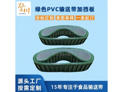 PVC轻型输送带加导条 食品输送皮带 挡边挡块传送带图1