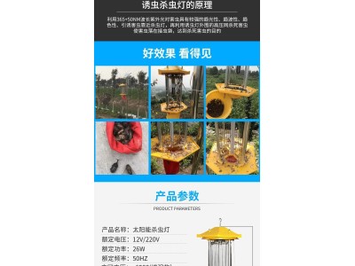 病虫测防系统频振式杀虫灯杆 立杆式太阳能杀虫灯 景观式诱虫灯图5