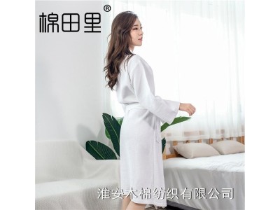日式简约男女纯棉浴袍酒店度假休闲 宽松连体浴衣 长款家居服睡图1