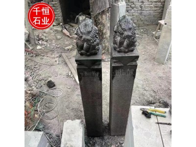 石雕金蟾拴马桩 庭院青石做旧狮子麒麟貔貅大象拴马柱摆件图4