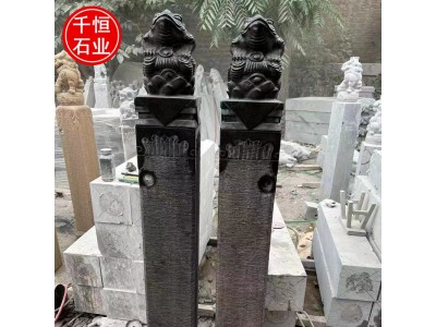 石雕金蟾拴马桩 庭院青石做旧狮子麒麟貔貅大象拴马柱摆件图3