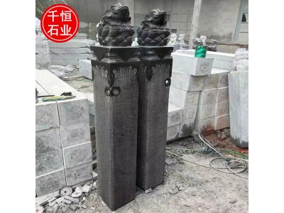 石雕金蟾拴马桩 庭院青石做旧狮子麒麟貔貅大象拴马柱摆件图1