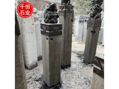 石雕金蟾拴马桩 庭院青石做旧狮子麒麟貔貅大象拴马柱摆件图2