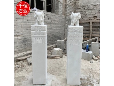 石雕中式拴马桩汉白玉十二生肖拴马柱别墅酒店景观天然图3
