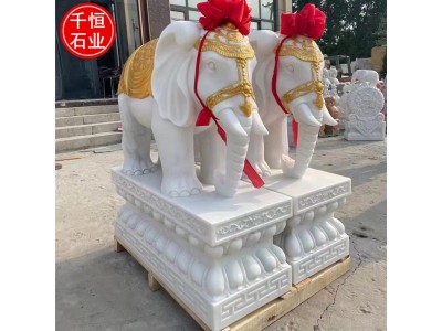 石雕动物大象 汉白玉青石晚霞红石象 别墅酒店门口摆件图2