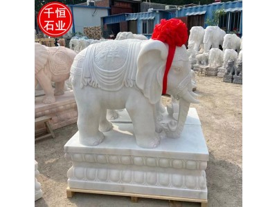 石雕动物大象 汉白玉青石晚霞红石象 别墅酒店门口摆件图4