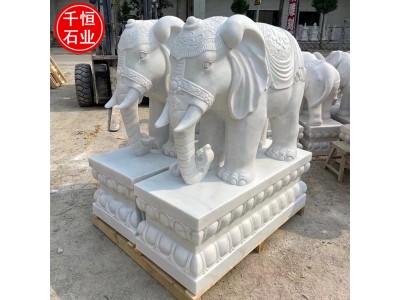 石雕动物大象 汉白玉青石晚霞红石象 别墅酒店门口摆件图3