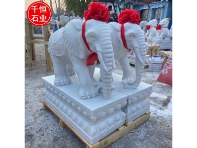 石雕动物大象 汉白玉青石晚霞红石象 别墅酒店门口摆件图1