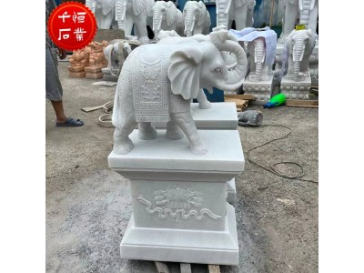 鼻子朝上石雕大象 汉白玉石象 招财镇宅石头元宝象雕塑图3