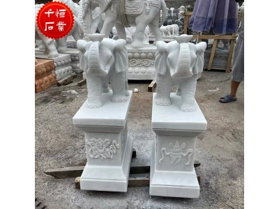 鼻子朝上石雕大象 汉白玉石象 招财镇宅石头元宝象雕塑图6