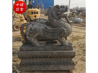 仿古石雕貔貅一对古法做旧青石招财神兽别墅门口招财摆件图4
