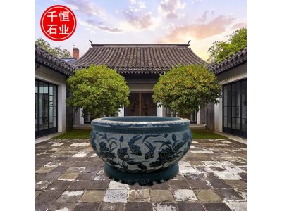 石雕鱼缸青石仿古中式石头缸庭院做旧荷花养鱼石缸 现货速发图4