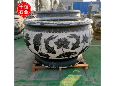 石雕鱼缸青石仿古中式石头缸庭院做旧荷花养鱼石缸 现货速发图2