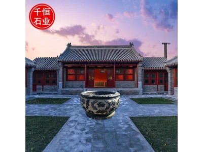 石雕鱼缸青石仿古中式石头缸庭院做旧荷花养鱼石缸 现货速发图6