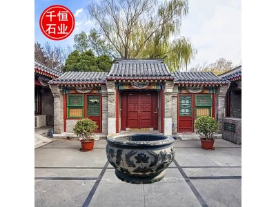 石雕鱼缸青石仿古中式石头缸庭院做旧荷花养鱼石缸 现货速发图1