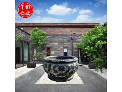 石雕鱼缸青石仿古中式石头缸庭院做旧荷花养鱼石缸 现货速发图5