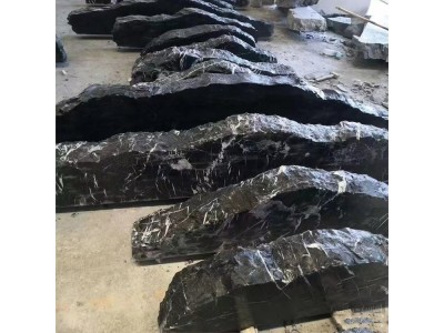 石雕黑山石水钵 庭院中式石材异形石钵喷泉 户外流水景观图4