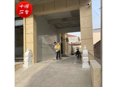 汉白玉石雕门墩 石狮子抱鼓石一对 别墅门前门鼓石摆件图4