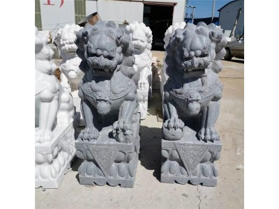 千恒 光泽细腻 汉白玉石狮子一对 酒店公司家用门口石雕摆件图1