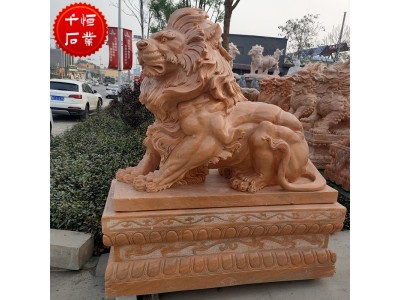 石雕欧式石狮子一对大理石爬狮雕塑大型别墅酒店门口摆件图4
