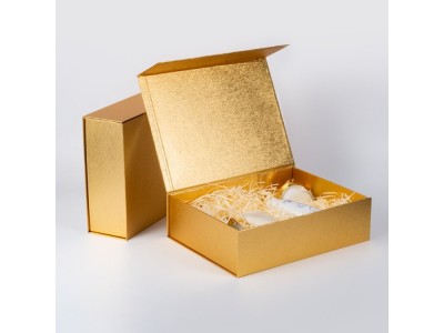 现货金色折叠礼盒 化妆品精装盒口红丝巾鲜花包装盒可定制印图1