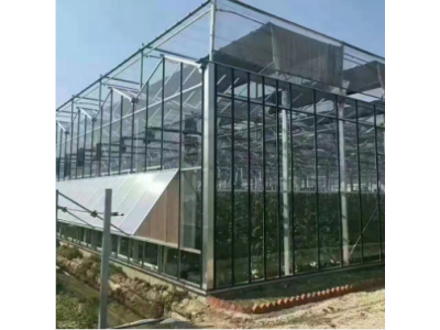 智能玻璃温室 热镀锌骨架中空玻璃覆盖大棚图1