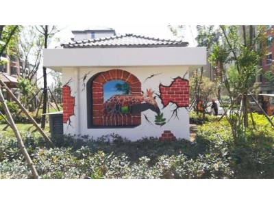 浙江宁波主题餐厅墙体彩画 爱恋珠宝刷墙广告油漆图1